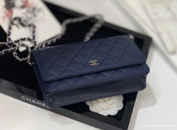 Hyper Peter WALLET HARDWARE WITH SILVER CHANEL CHAIN CAVIAR 0712